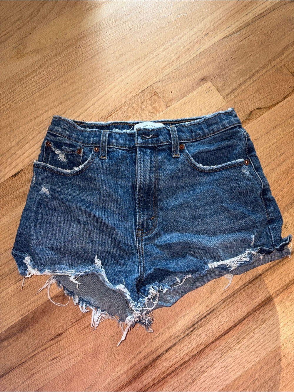 A&F curve love high rise mom short Dark Blue Denim Shorts - Women’s Jean Short